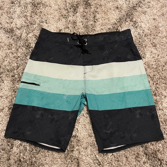 O'Neill Other - O'Neill Black and Green Striped Board Shorts